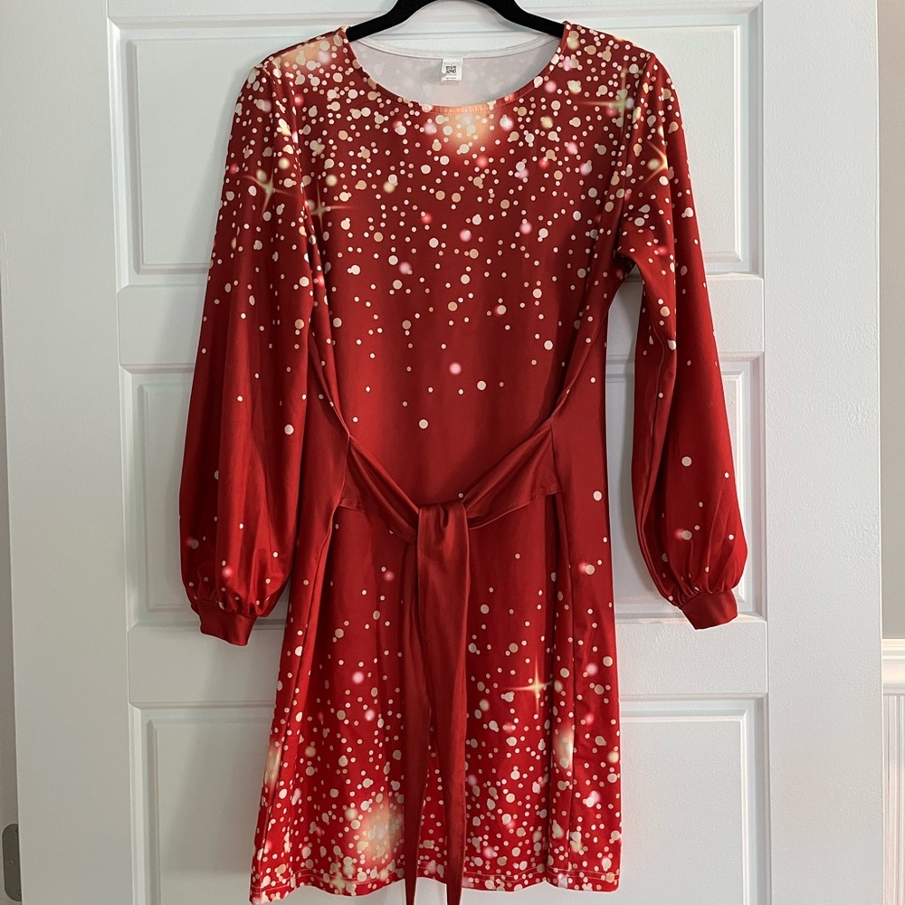 Elegant Red Long Sleeve Dress